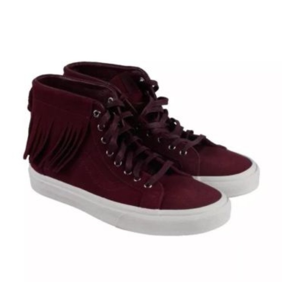 mens burgundy high top vans